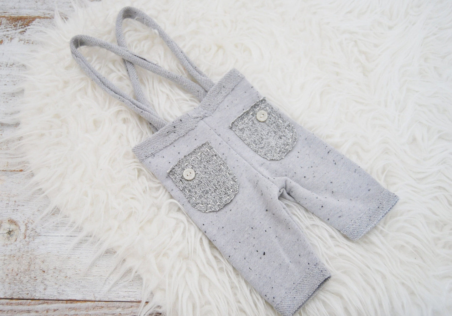 Sitter gray baby boy pants with suspenders for photo shoot | Neutral photo prop outfit baby boy for sitter photography