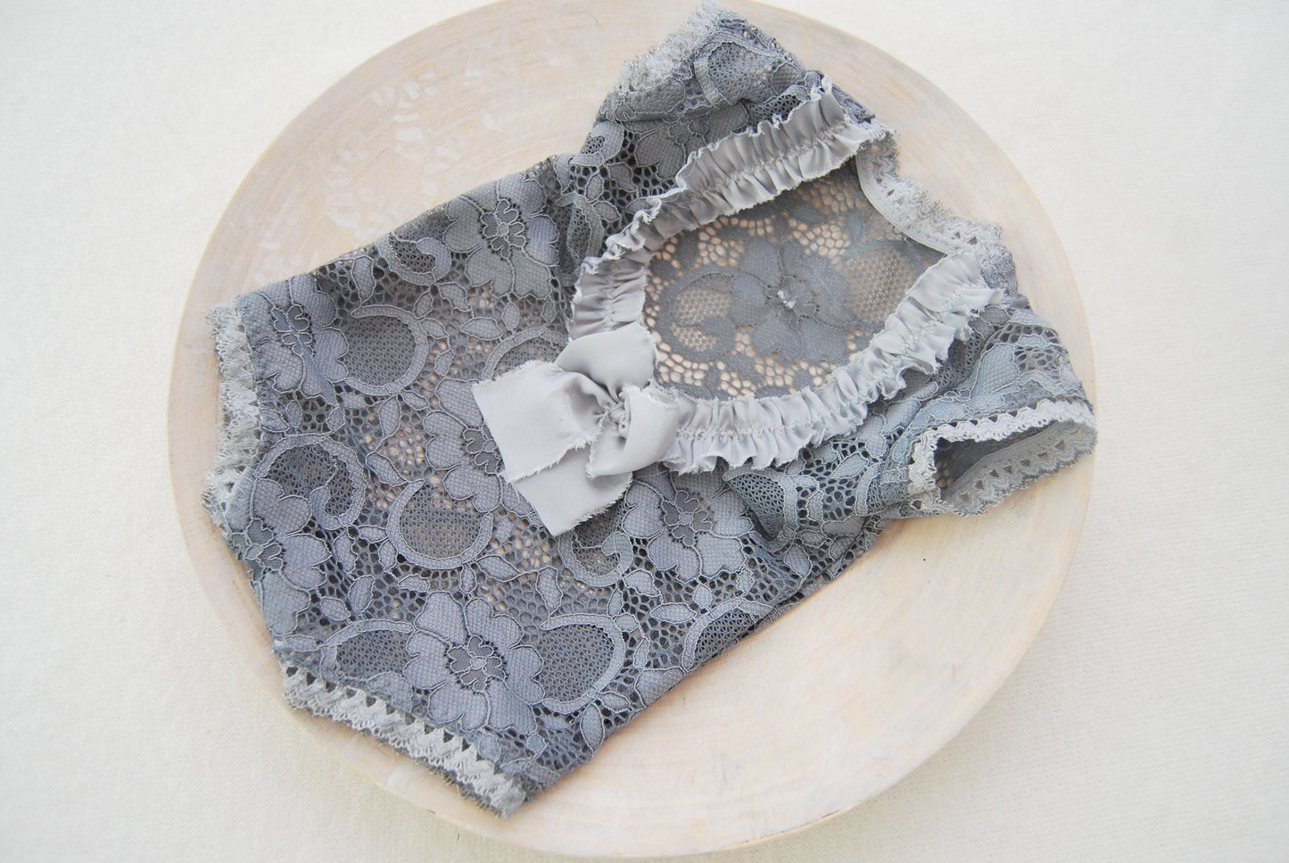 Lace baby girl outfit, newborn romper gray color, newborn photo prop