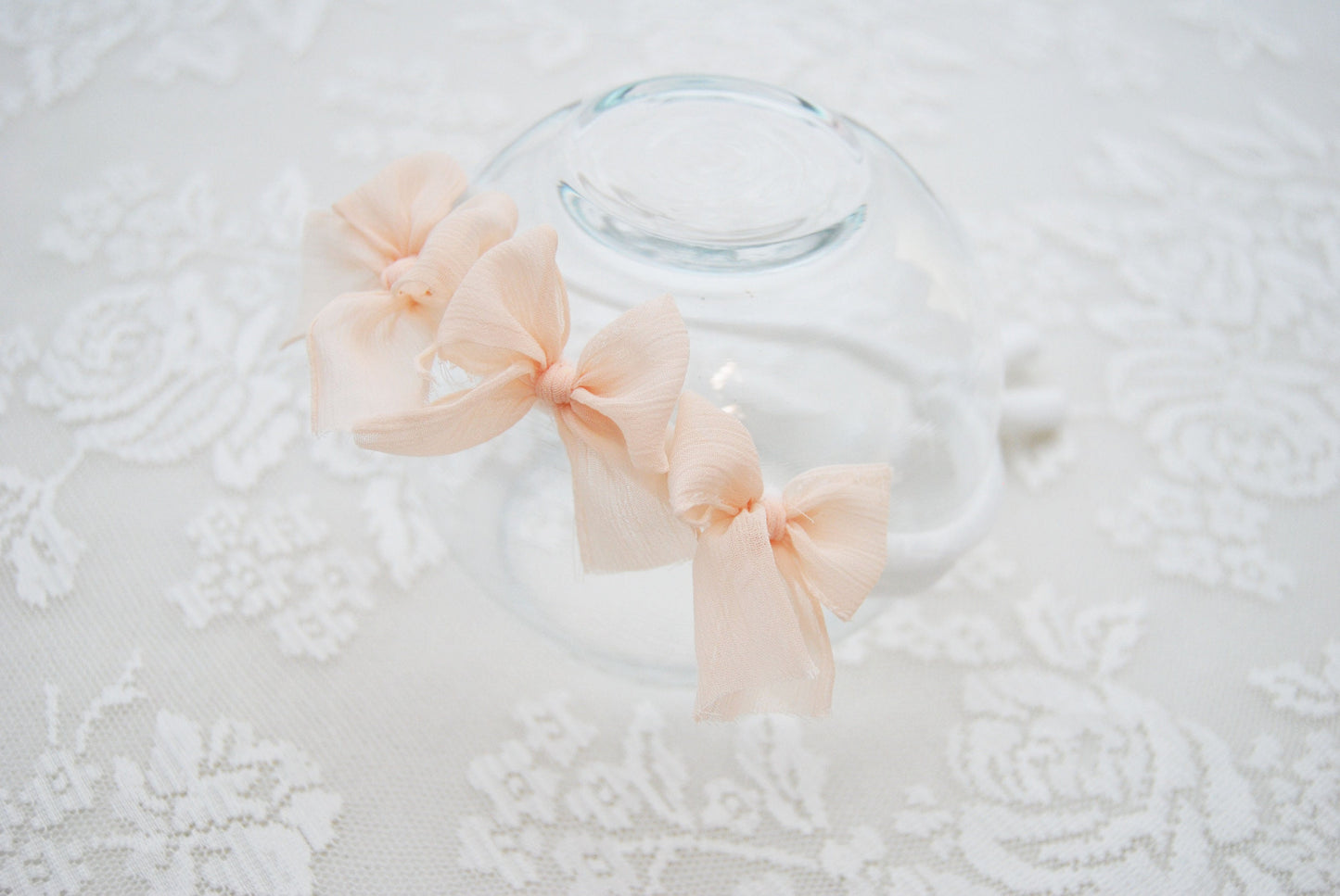 Newborn headband photo prop, peach bow headband baby girl