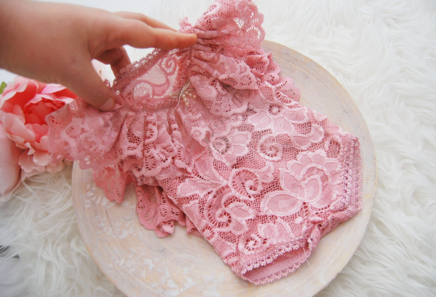 Newborn girl romper, photo prop outfit, PINK baby girl dress with ruffles