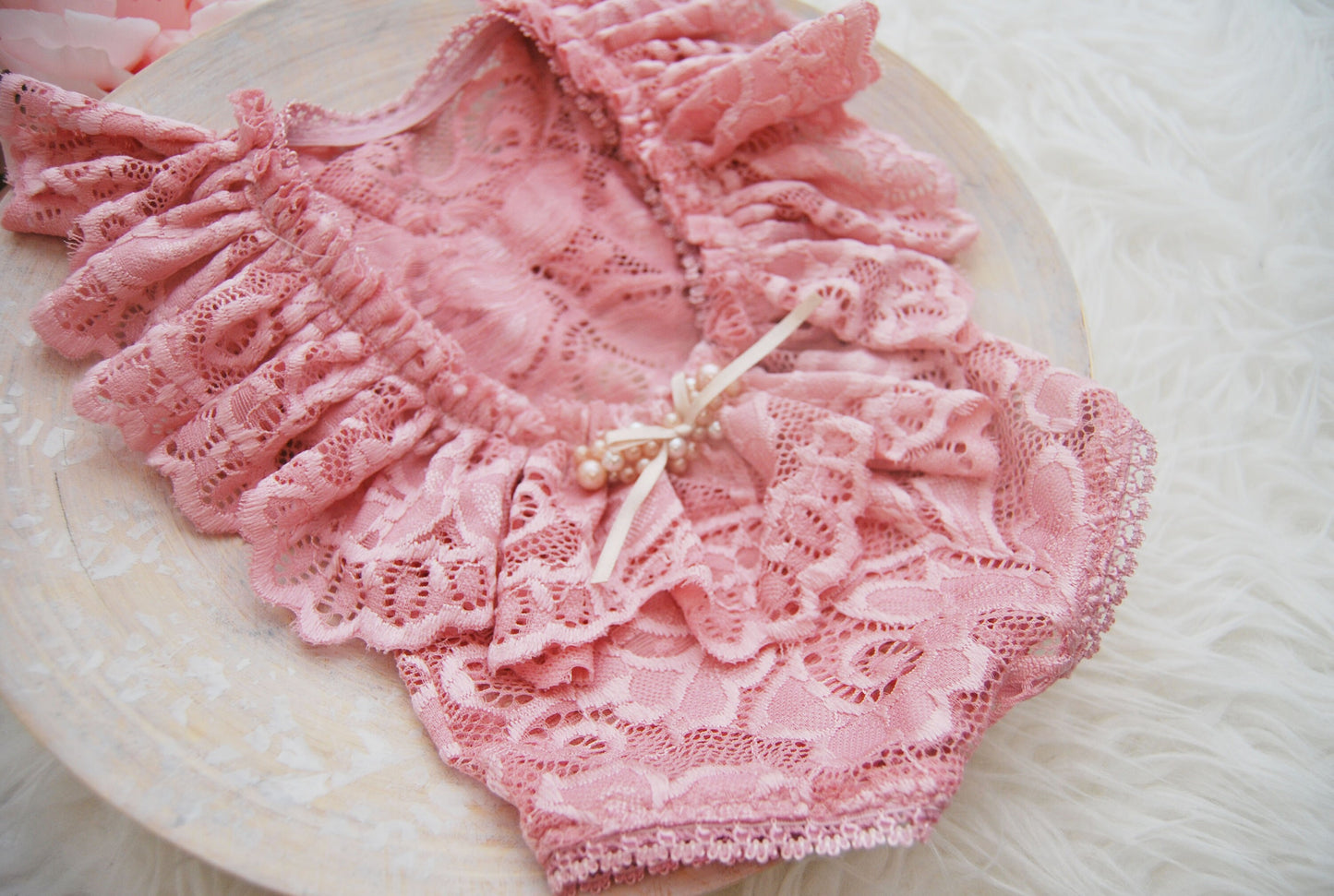 Newborn girl romper, photo prop outfit, PINK baby girl dress with ruffles