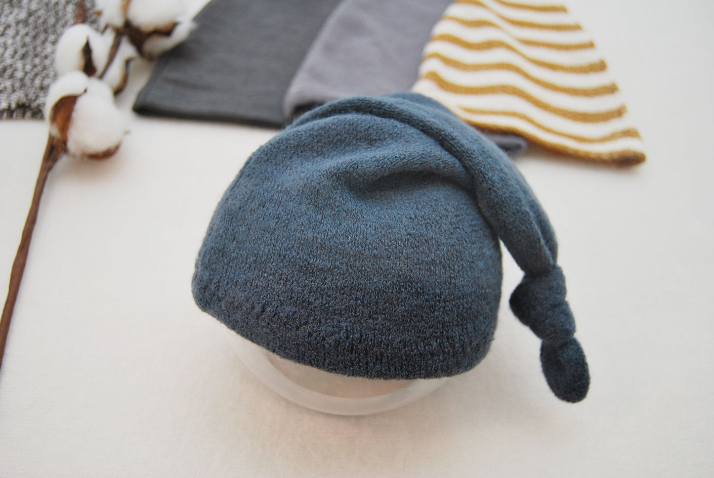 Knit baby hats photography prop, newborn boy sleepy hat for photo shoots