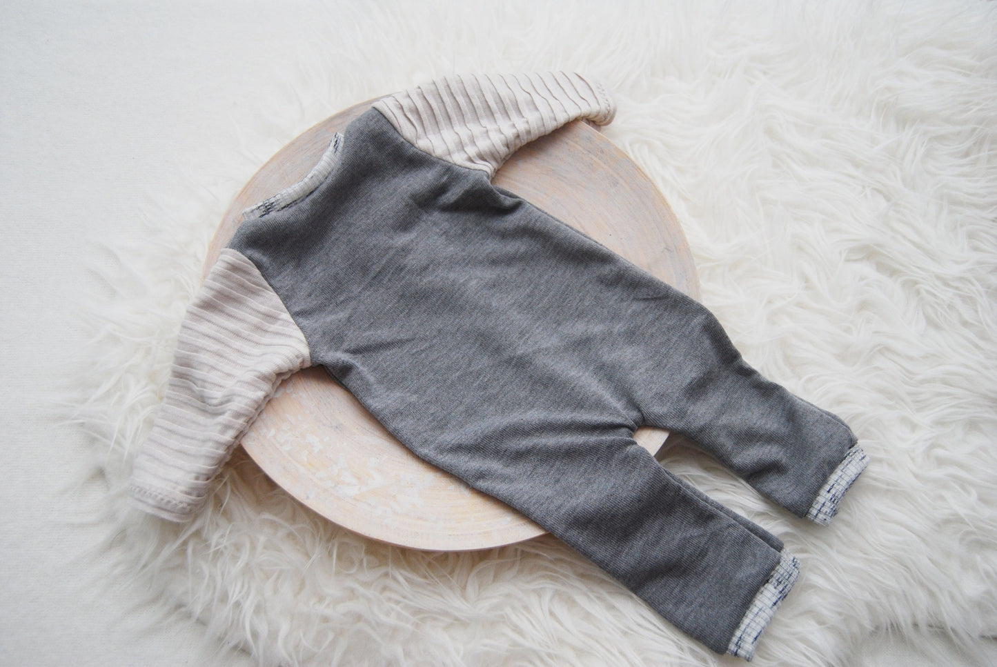 Gray photo prop, newborn romper and sleepy hat, photography outfit for baby boys