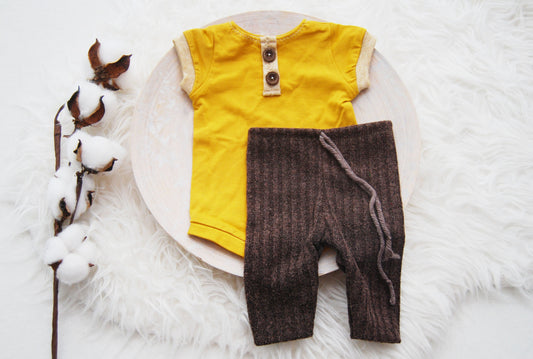 Photography outfit: romper and pants for baby boy photo shoot, newborn photo prop