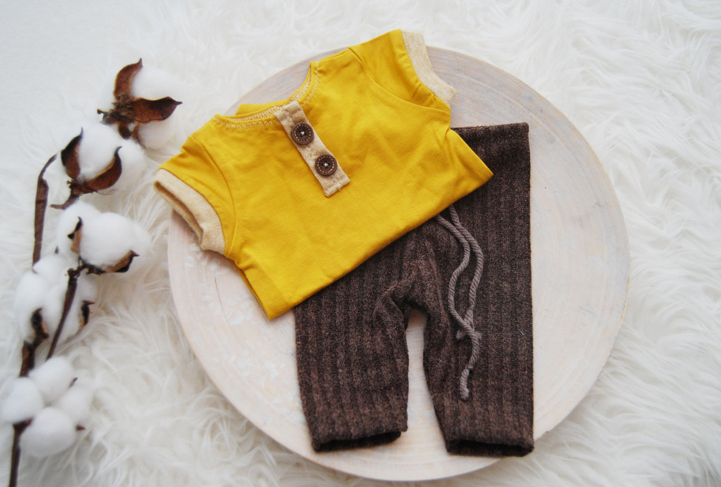 Photography outfit: romper and pants for baby boy photo shoot, newborn photo prop