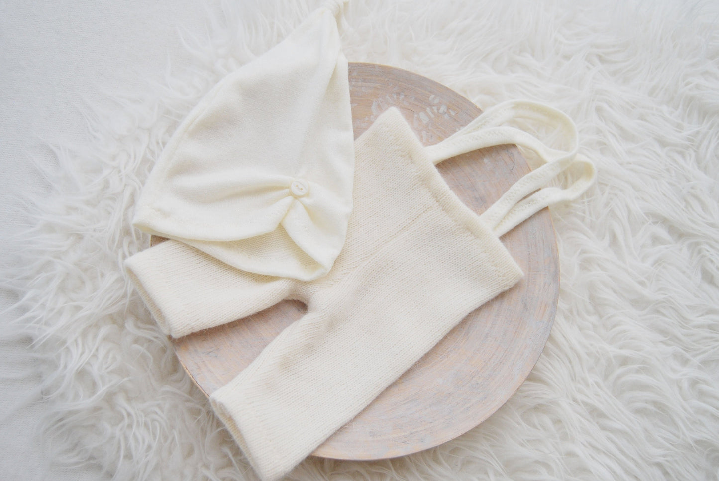 Newborn boy pants and hat set for photography, ivory newborn photo prop outfit