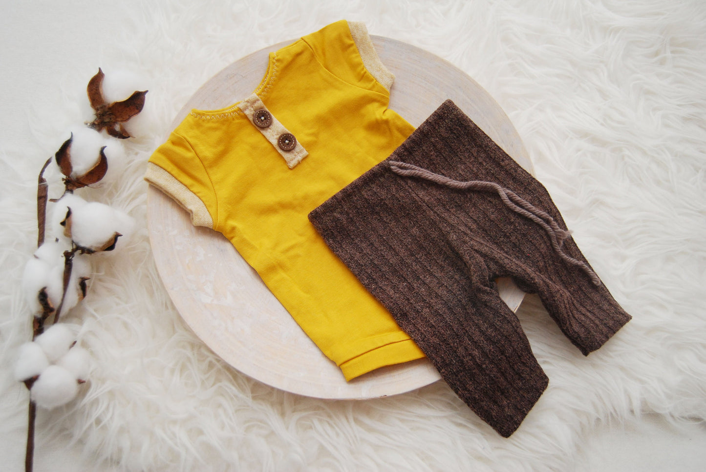 Photography outfit: romper and pants for baby boy photo shoot, newborn photo prop