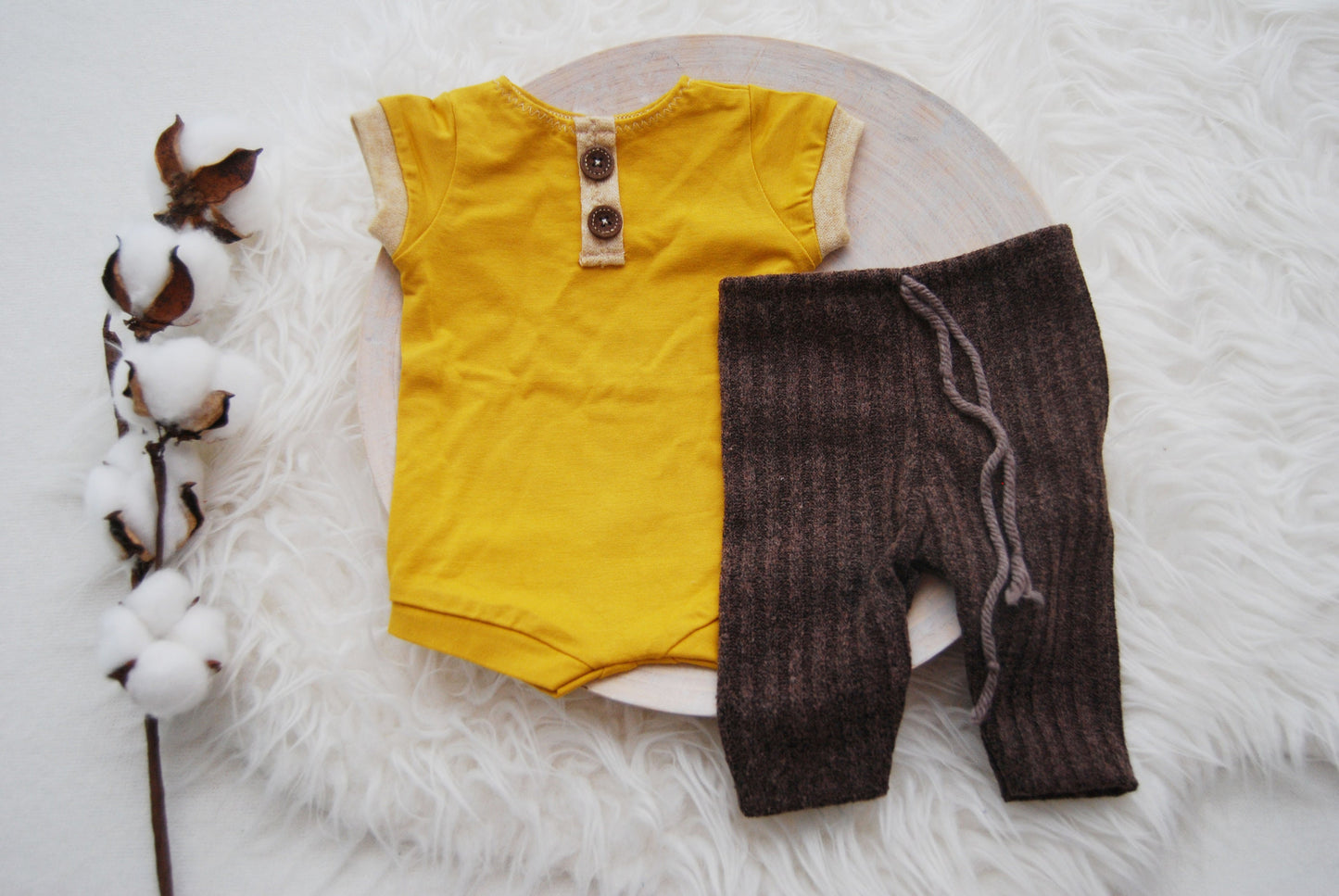 Photography outfit: romper and pants for baby boy photo shoot, newborn photo prop