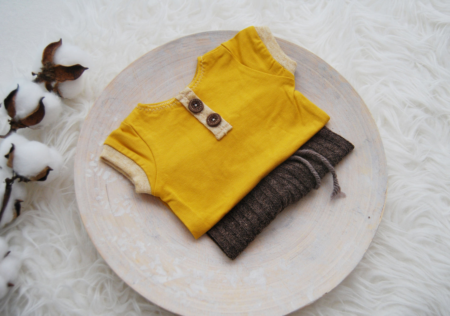 Photography outfit: romper and pants for baby boy photo shoot, newborn photo prop