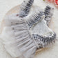 Newborn photo romper for baby girls light gray color, star pattern, ruffled skirt