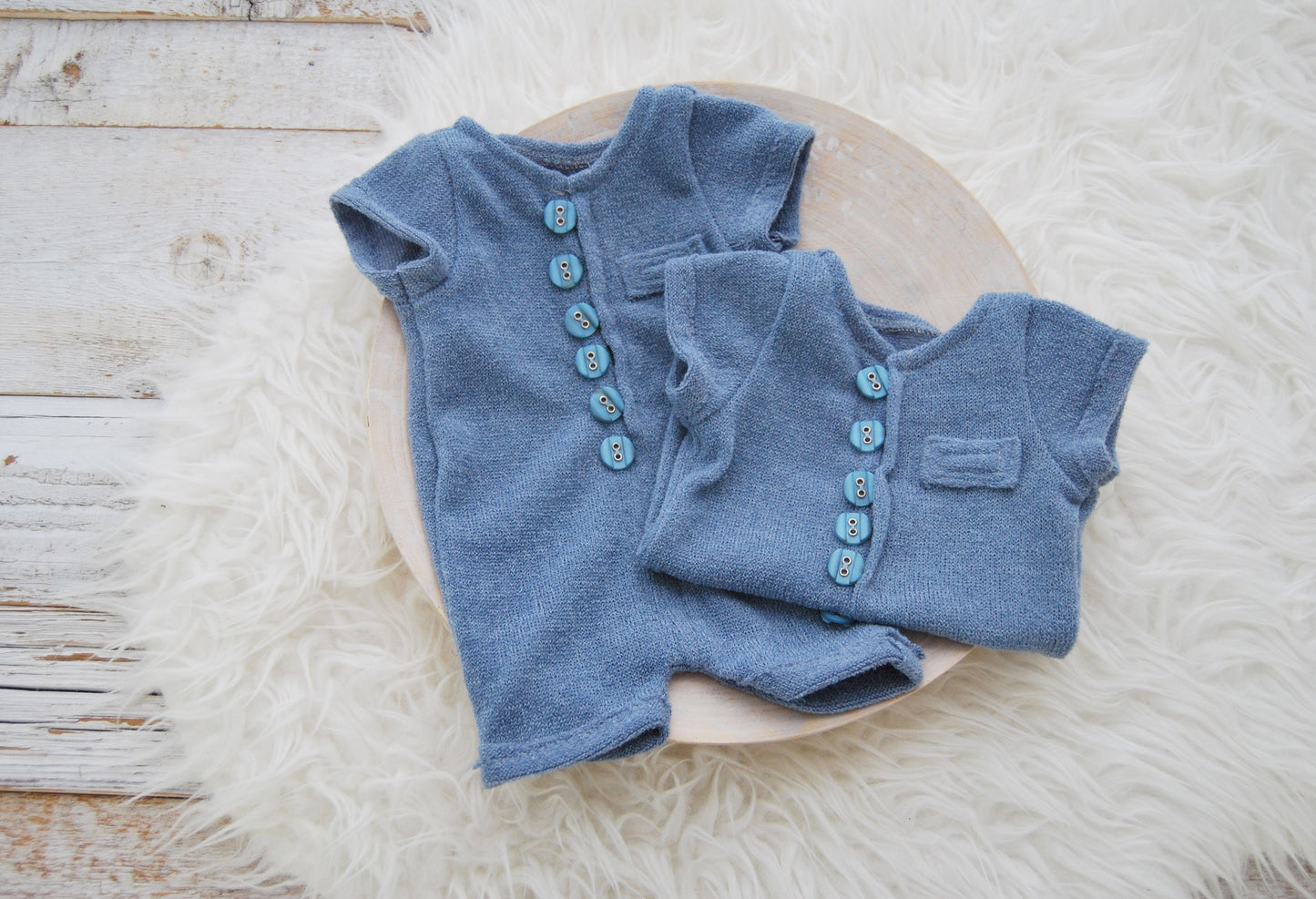 Blue newborn romper with short sleeve, newborn boy photo outfit,  knit newborn romper, newborn photo prop, newborn photography romper