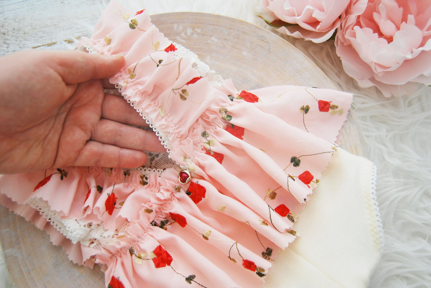 Pink Newborn Romper, Newborn Photo Props, Baby Girl Photo Outfit, Ruffled Romper Baby Girl, Photography Props Newborn