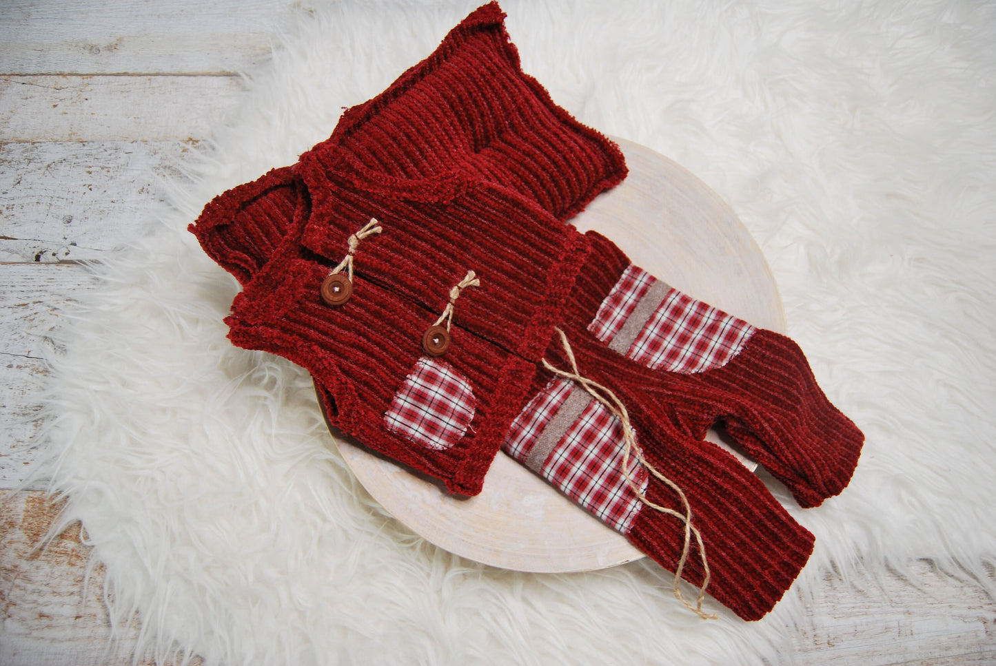 Red Newborn Outfit Photography, Newborn Boy Photo Props, Christmas Newborn Props, Newborn Set: Pants & Vest, Newborn Posing Pillow