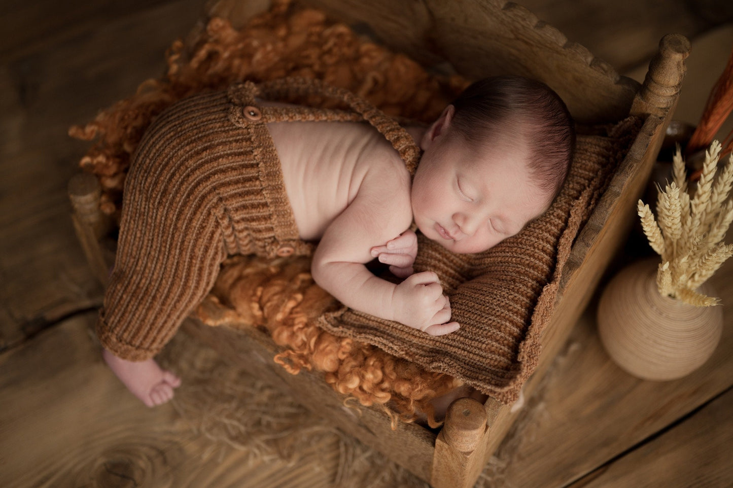 Newborn boy photo prop set: pants, hat, pillow; burnt orange velvet pants baby boy