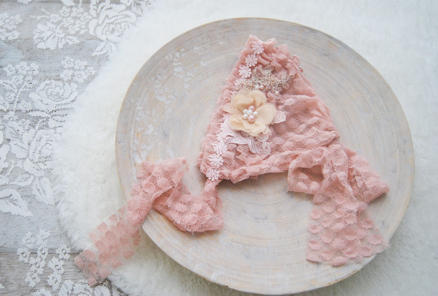 Newborn Girl Photo Outfit, Newborn Photo Prop SET, Lace Bonnet Baby Girl, Newborn Panties, Pink Newborn Outfit, Newborn Bonnet