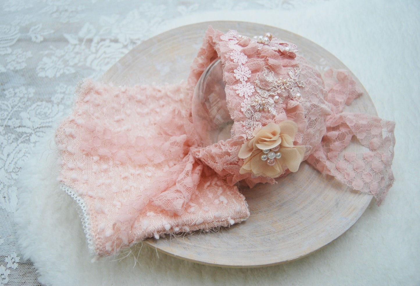 Newborn Girl Photo Outfit, Newborn Photo Prop SET, Lace Bonnet Baby Girl, Newborn Panties, Pink Newborn Outfit, Newborn Bonnet