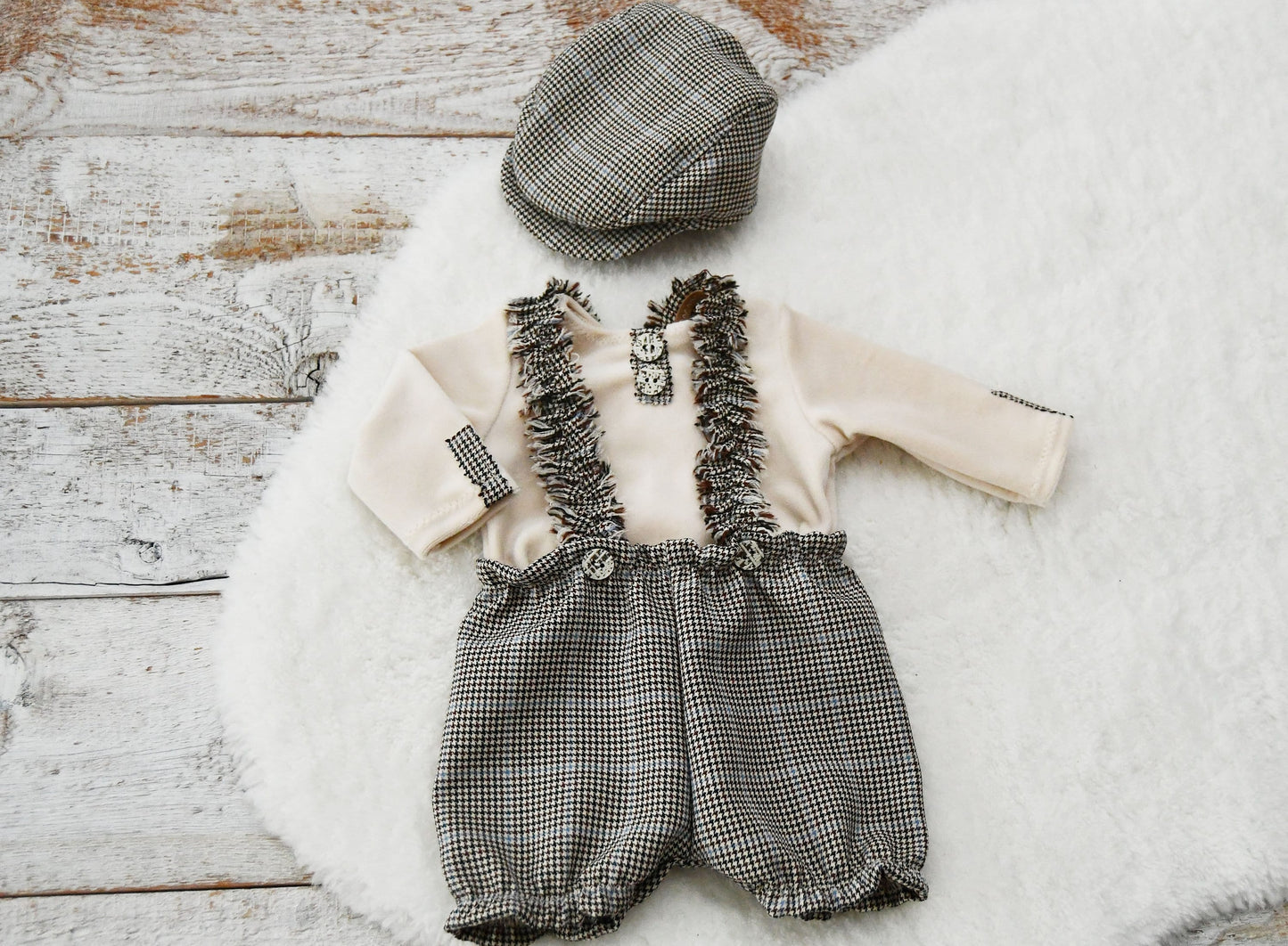 Newborn Boy Outfit, Photography Props Newborn, Baby Boy Photography Set: top, pants, cap, Photo Outfit Baby Boy