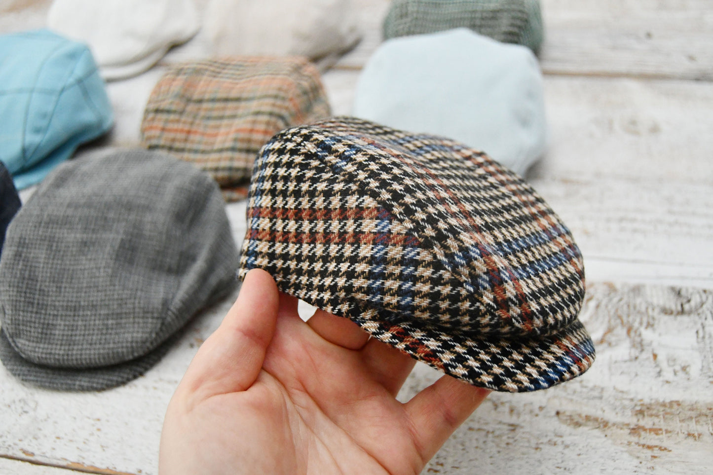 NEWBORN Cap, SITTER Cap, Photo Prop Flat Cap, Baby Boy Newsboy Hat, Baby Photo Prop, Photography Cap - choose size