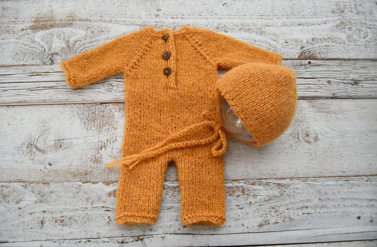 Newborn Knit Romper & Bonnet Set, Yellow Newborn Photo Prop Outfit, Photography Set, Knitted Romper Baby, Photography Props