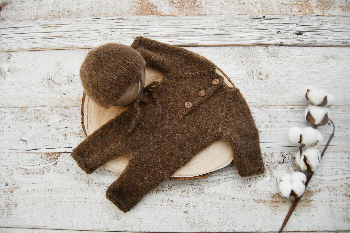 Newborn Knit Outfit, Newborn Romper & Bonnet, Handknitted Baby Props, Alpaca Overall Newborn, Photography Outfit, Newborn Outfit Photography