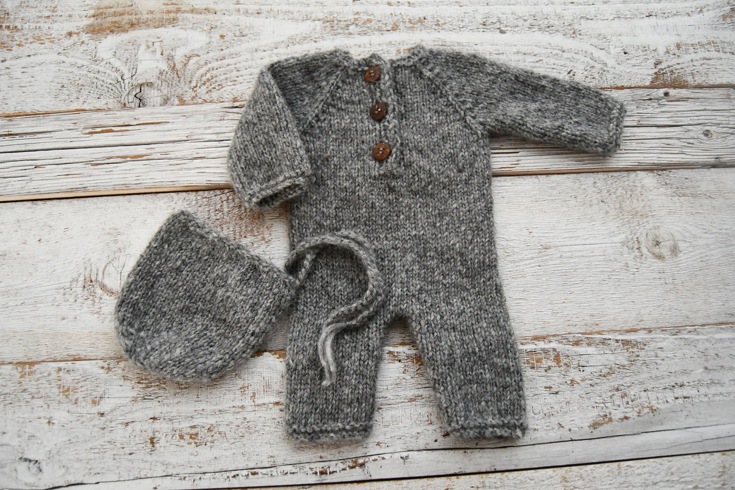 Knit Romper Newborn Boy, Gray Photo Prop Outfit, Newborn Photography Prop, Newborn Bonnet, Knitted Overall Set, Alpaca Baby Outfit