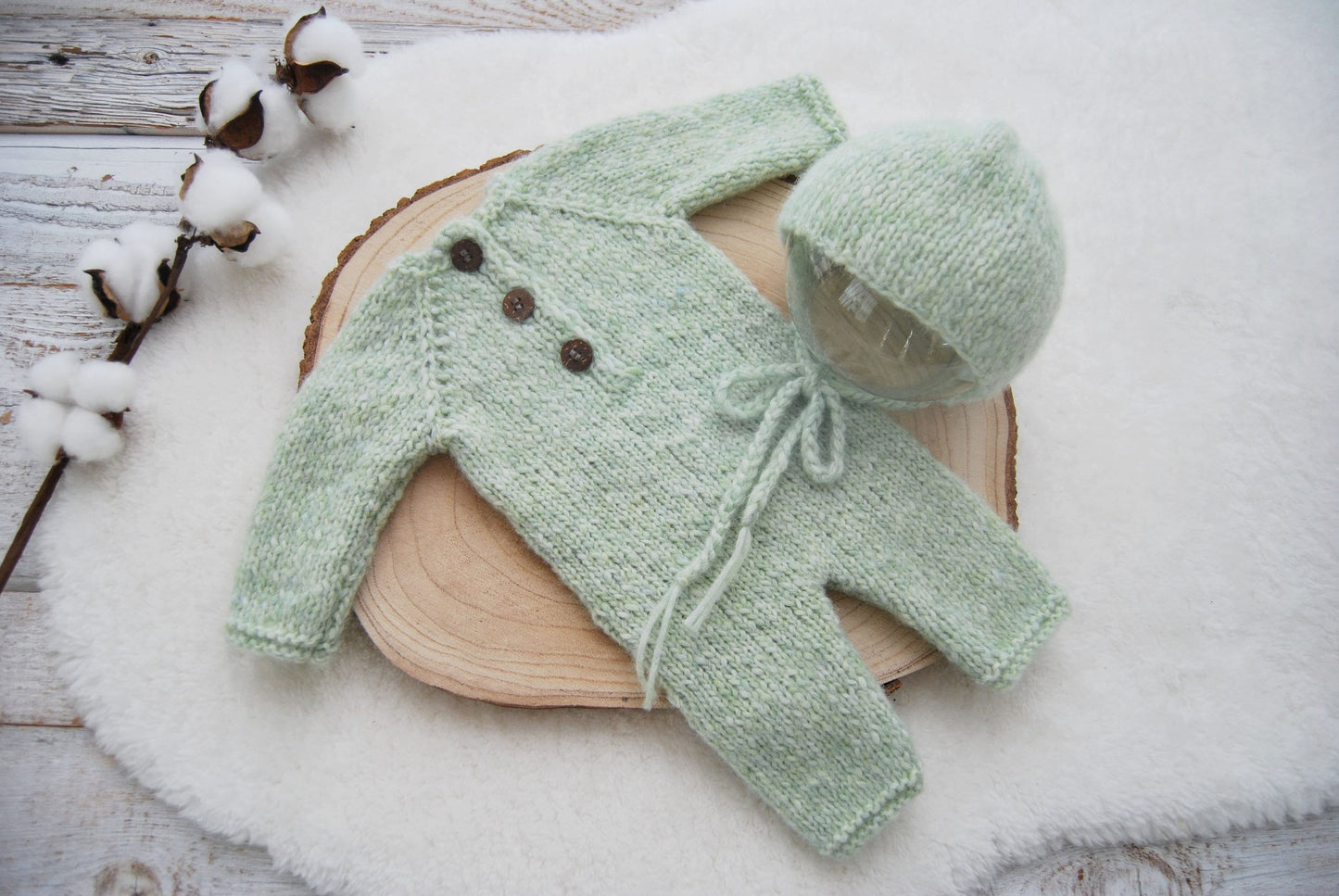 Knit Baby Romper, Knit Bonnet Newborn, Photography Set Newborn, Newborn Knitted Overall, Newborn Photo Props