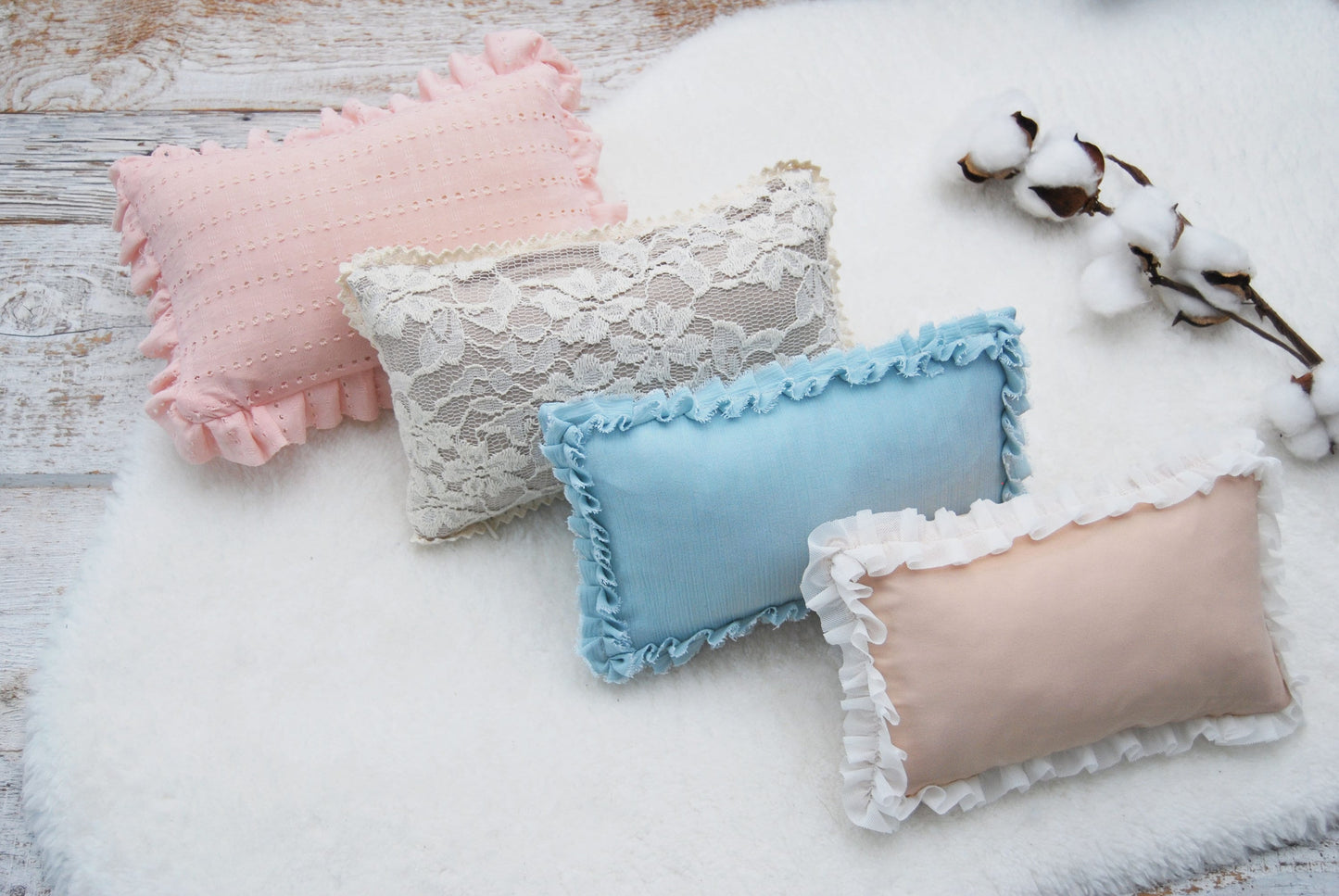 Newborn Posing Pillow, Ruffled Pillow Covers for Newborn Photography, Newborn Posing Props, Lace Pillow Cases for Baby Photography