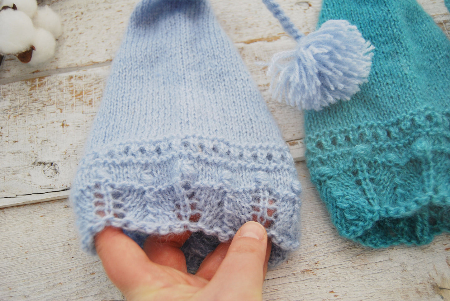 Knit Newborn Hat with Pompom, Newborn Photo Prop Hat, Knitted Hat Baby Props, Newborn Photography Beanie, Photo Shoot Beanie Baby