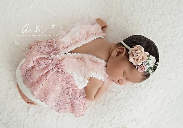 Newborn props baby outfit, Newborn photo prop, Pink romper with ruffles for baby girls, Newborn photography prop