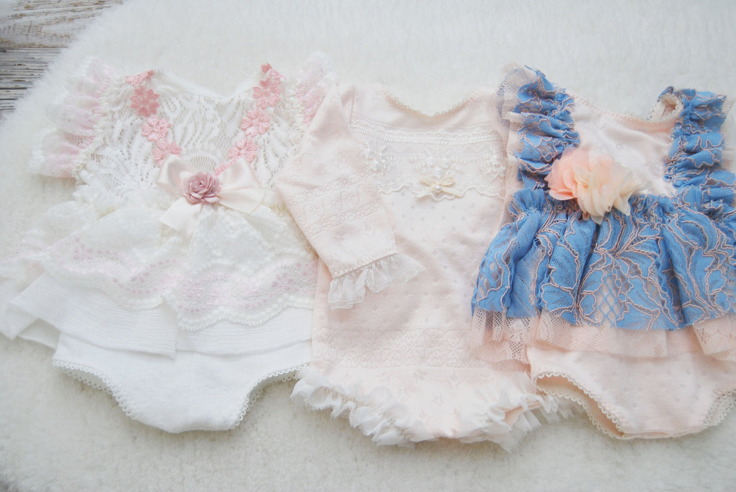 Newborn Romper, Newborn Photo Prop Dress, Lace Romper Baby Girl, Blue Pink Baby Girl Photo Outfit, Photography Props, Baby Photo Prop