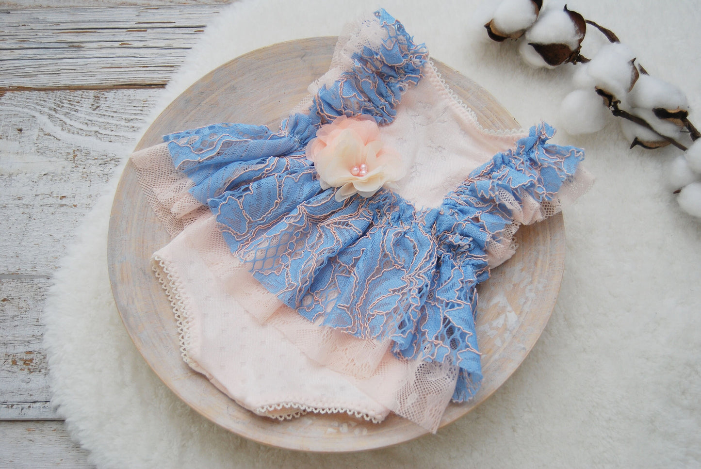 Newborn Romper, Newborn Photo Prop Dress, Lace Romper Baby Girl, Blue Pink Baby Girl Photo Outfit, Photography Props, Baby Photo Prop