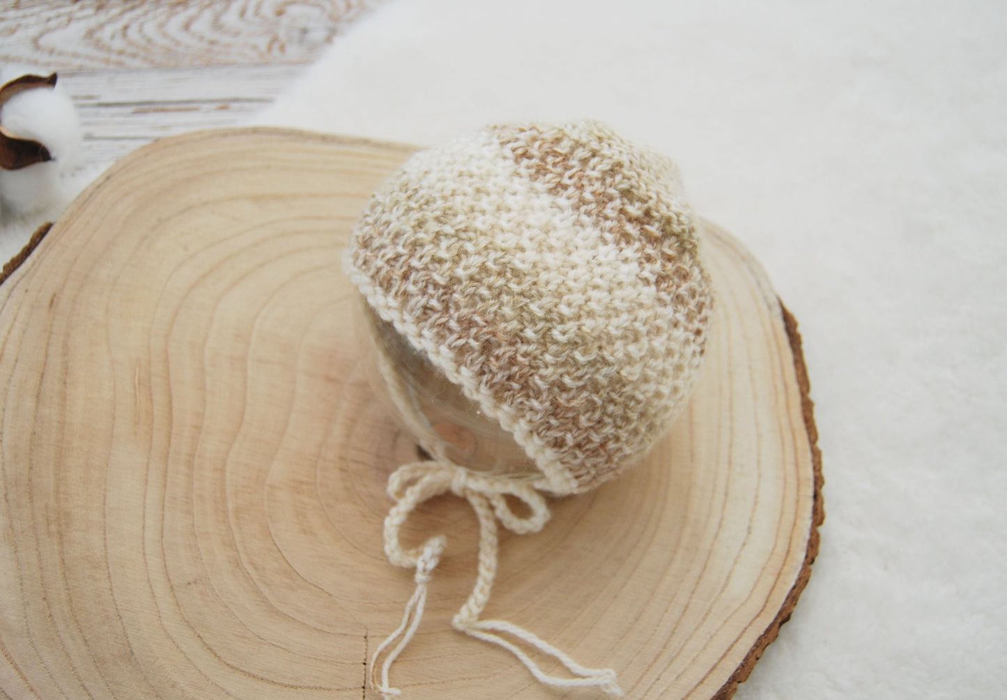 Knit Newborn Bonnet, Newborn Photo Props, Baby Bonnet, Photography Props for Newborn, Baby Girl Hat, Baby Boy Hat, Degrade