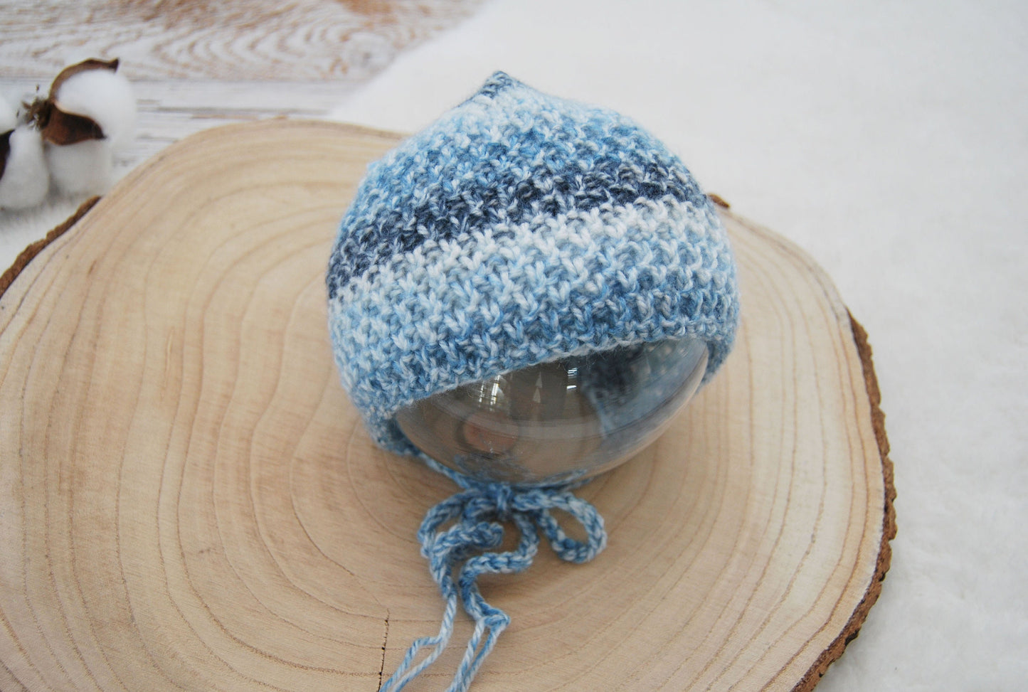 Knit Newborn Bonnet, Newborn Photo Props, Baby Bonnet, Photography Props for Newborn, Baby Girl Hat, Baby Boy Hat, Degrade