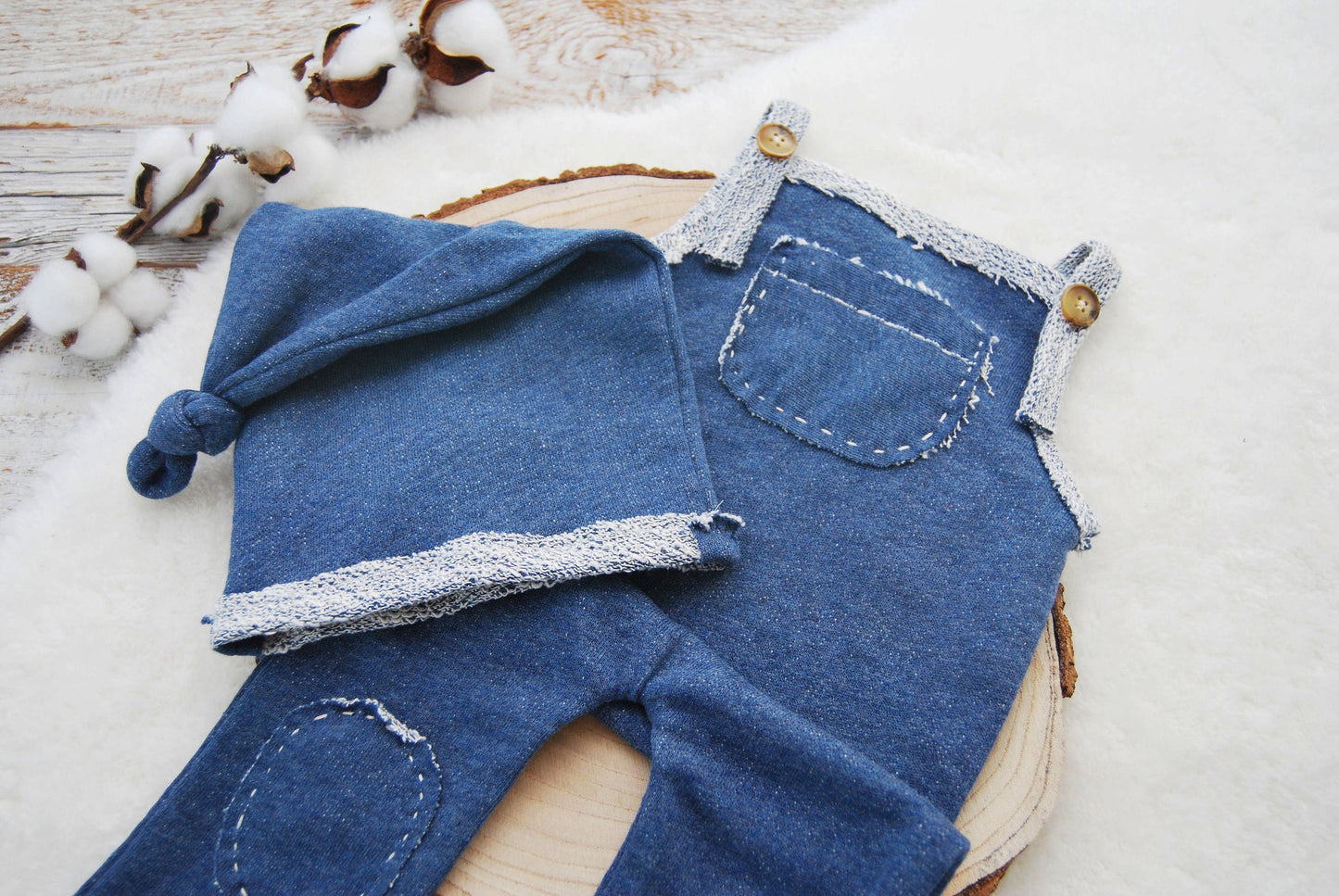 Sitter Outfit Baby Boy, Photography Prop Outfit, Baby Boy Set: Romper and Hat, Sitter Romper for Photo Shoots, Blue Baby Romper