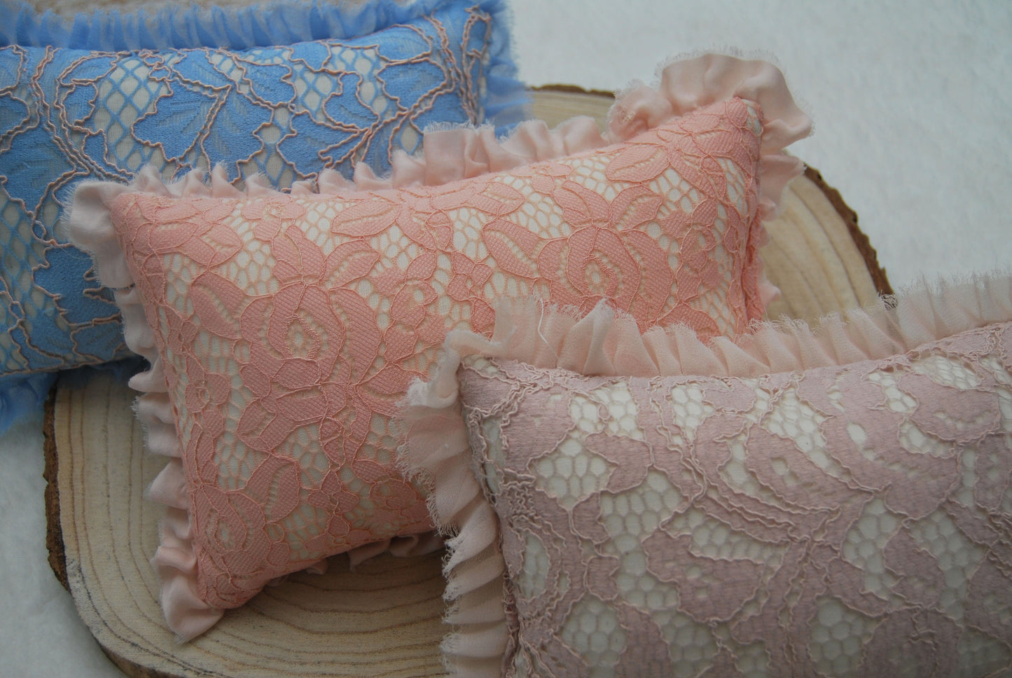 Newborn posing pillows, Lace ruffled pillows for newborn photography, Newborn photography props, baby pillow photography