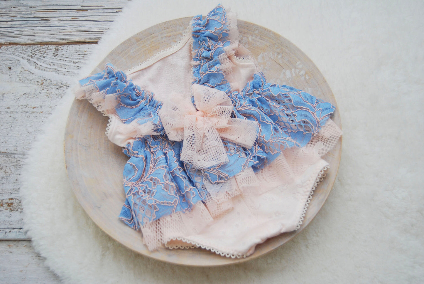 Newborn Romper, Newborn Photo Prop Dress, Lace Romper Baby Girl, Blue Pink Baby Girl Photo Outfit, Photography Props, Baby Photo Prop