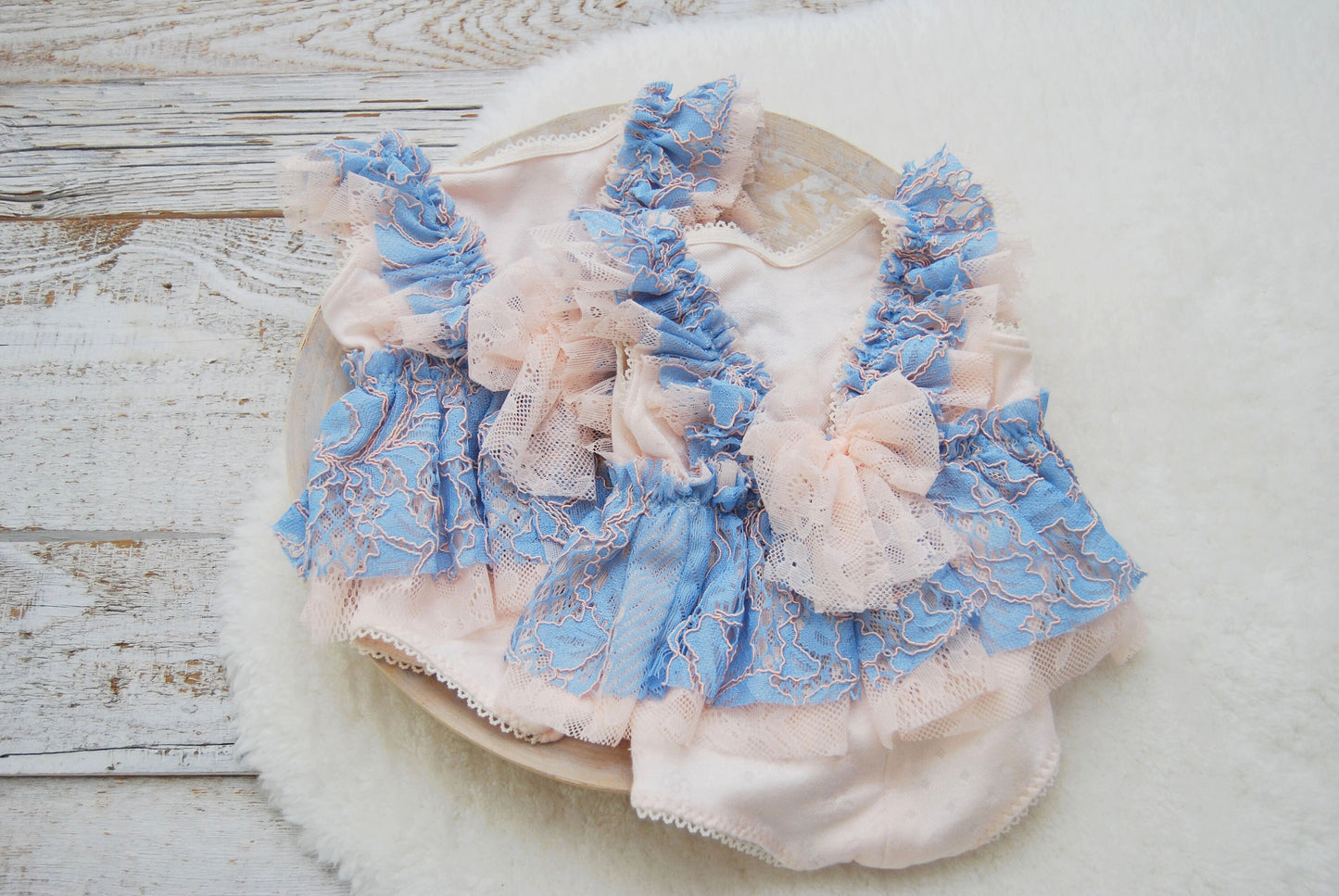 Newborn Romper, Newborn Photo Prop Dress, Lace Romper Baby Girl, Blue Pink Baby Girl Photo Outfit, Photography Props, Baby Photo Prop