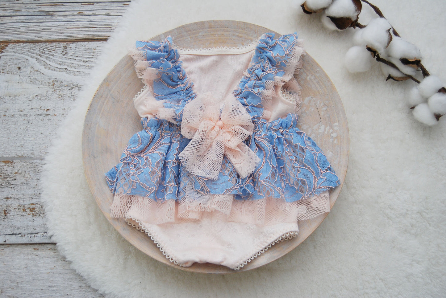 Newborn Romper, Newborn Photo Prop Dress, Lace Romper Baby Girl, Blue Pink Baby Girl Photo Outfit, Photography Props, Baby Photo Prop