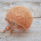 Hand Knitted Newborn Bonnet, Photo Prop Bonnet, Newborn Knit Bonnet, Baby Bonnet Photo Prop, Newborn Photography Props, Baby Hat