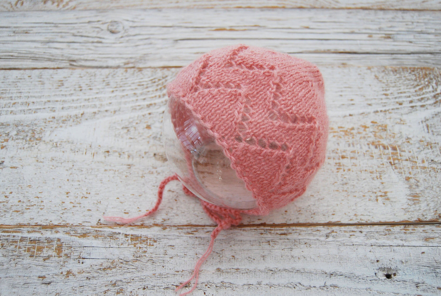 Hand Knitted Newborn Bonnet, Photo Prop Bonnet, Newborn Knit Bonnet, Baby Bonnet Photo Prop, Newborn Photography Props, Baby Hat