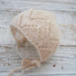 Hand Knitted Newborn Bonnet, Photo Prop Bonnet, Newborn Knit Bonnet, Baby Bonnet Photo Prop, Newborn Photography Props, Baby Hat
