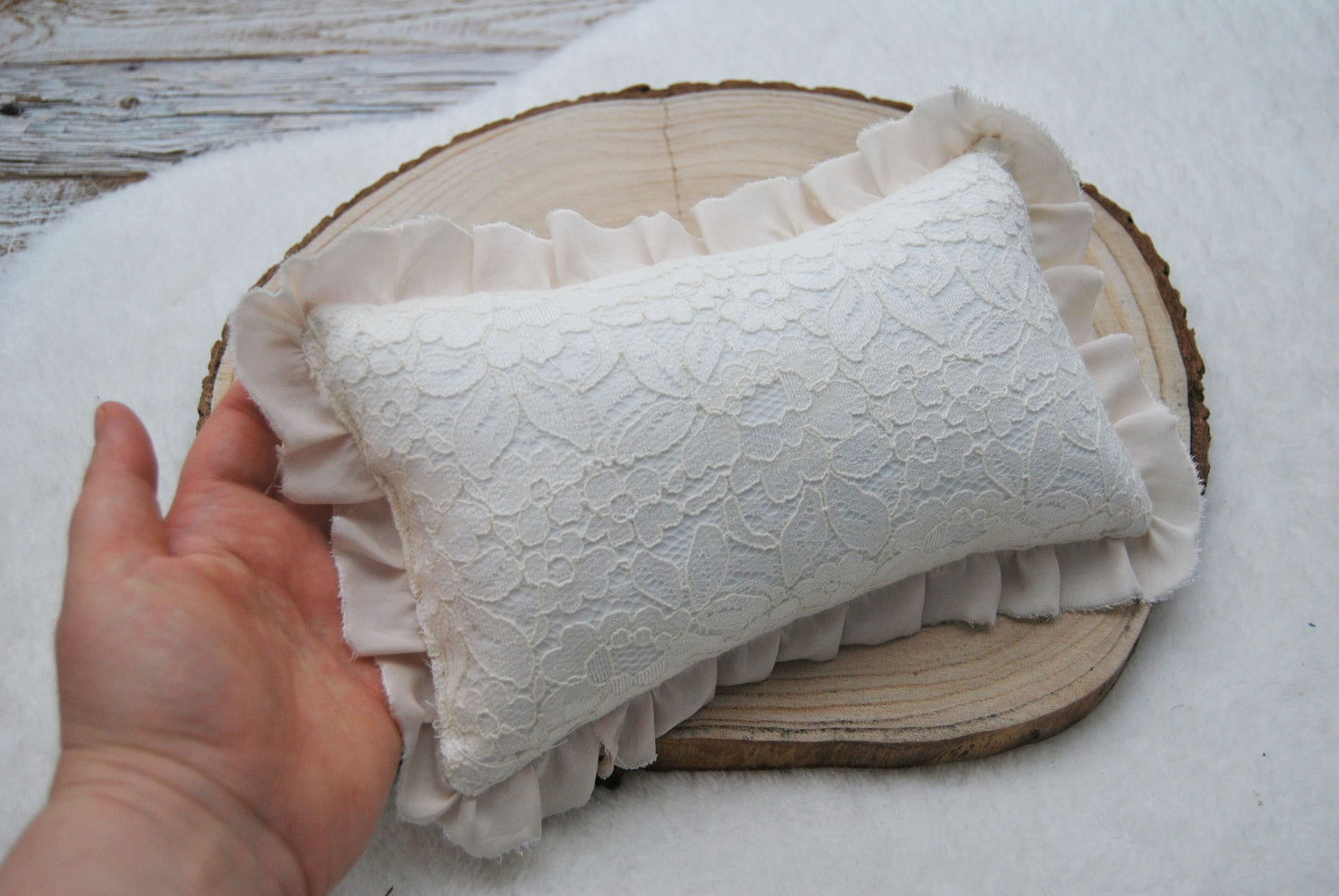 Boho Posing Pillows Newborn Photography Props, Lace Pillows with Ruffles, Newborn Photography Prop, Baby Decorative Pillow