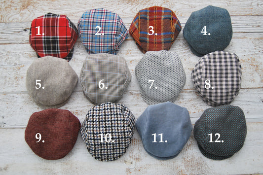 Baby boy flat cap photography prop, CHOOSE YOUR SIZE newsboy cap for photography, newborn, sitter photography hat