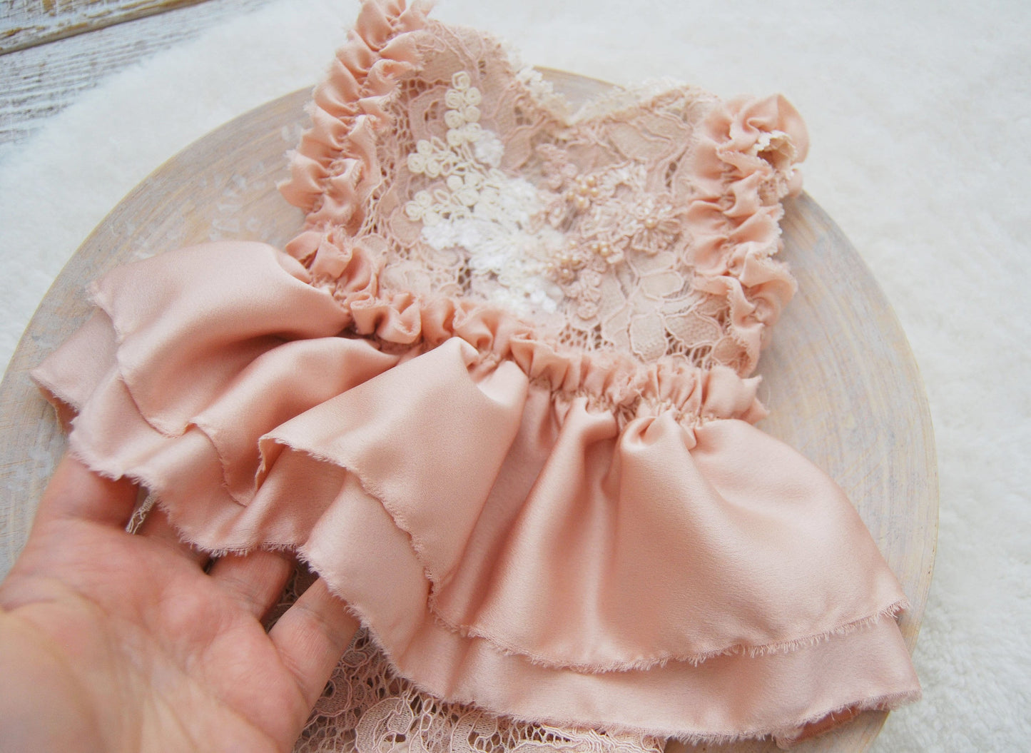 Pink NEWBORN ROMPER, Ruffled Romper Baby Girl Photo Prop Outfit, Newborn Photo Props, Lace Newborn Outfit, Photography Props