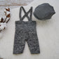 Newborn boy props, Newborn cap, Newborn pants, Gray outfit newborn boy, Photography props, Newsboy hat