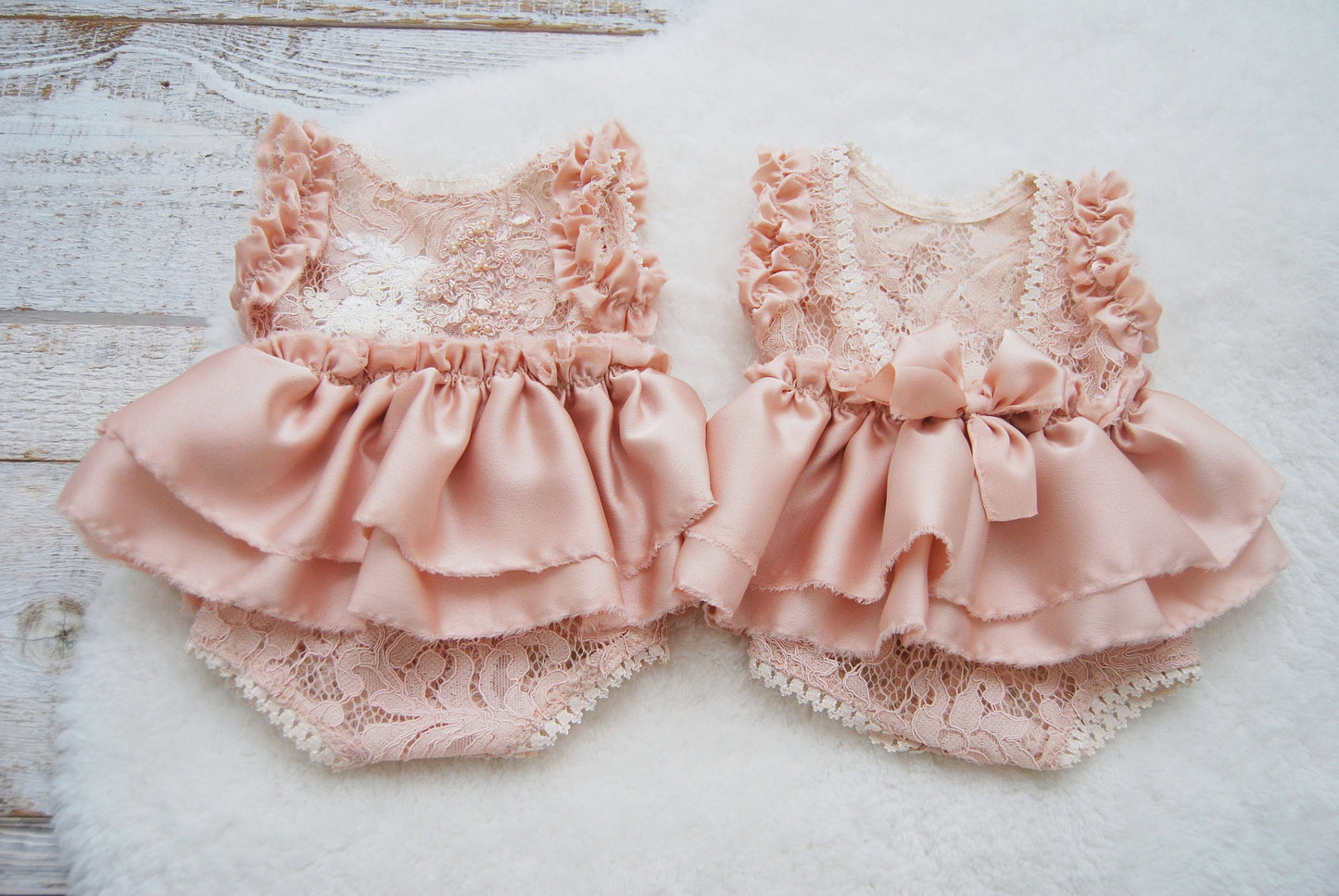 Pink NEWBORN ROMPER, Ruffled Romper Baby Girl Photo Prop Outfit, Newborn Photo Props, Lace Newborn Outfit, Photography Props