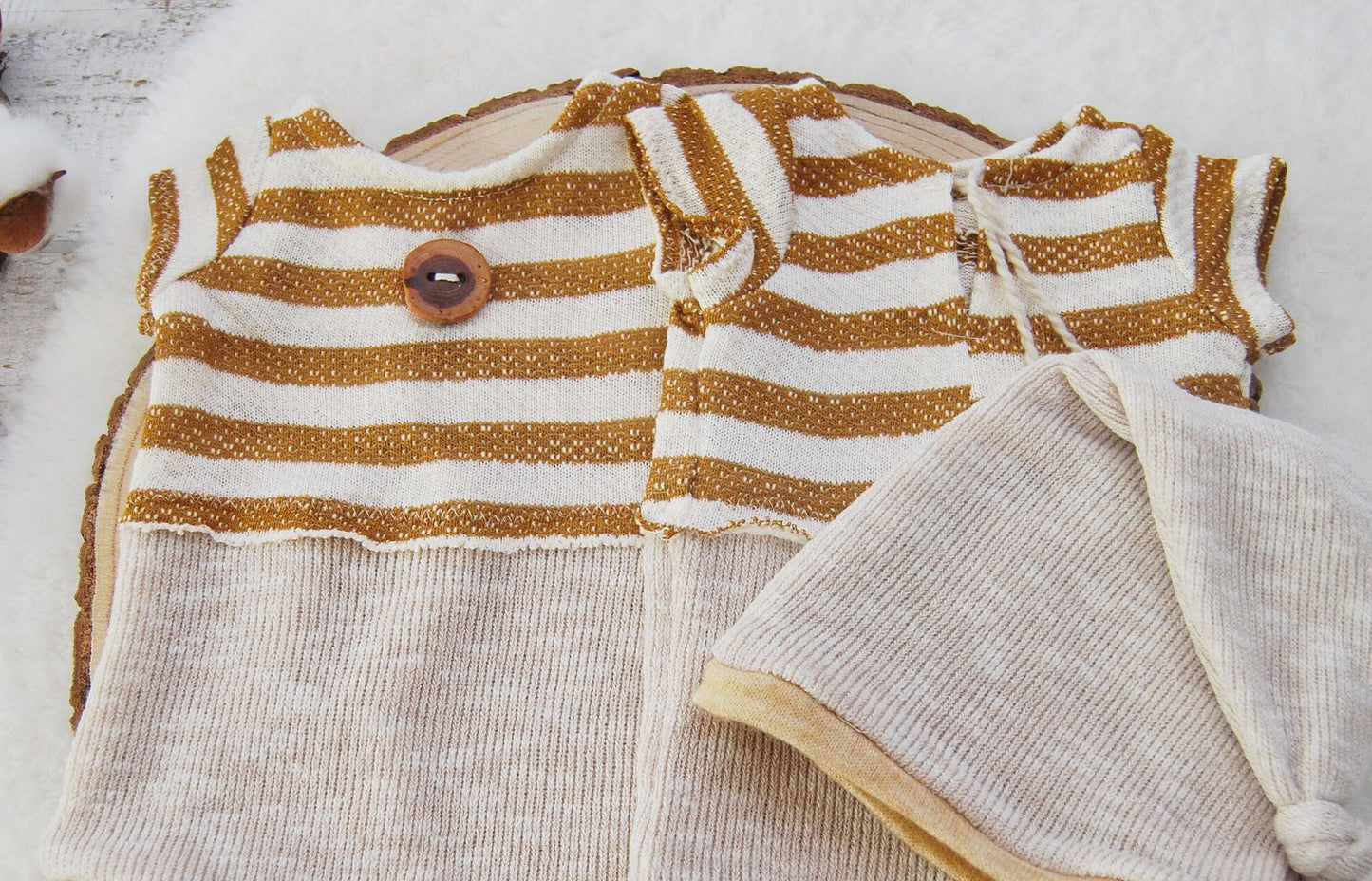 Newborn boy outfit for photo shoots, Striped newborn romper with sleepy hat, Newborn photo props for baby boys, Newborn set: romper and hat