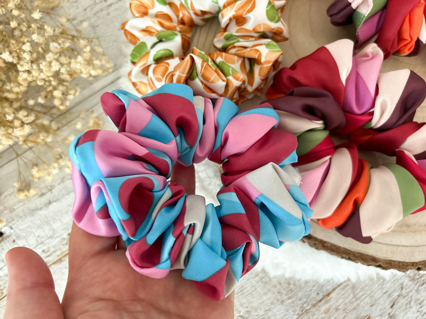 Silk SCRUNCHIE Set, Hair tie, Hair scrunchie for woman, Gift for her - choose your color