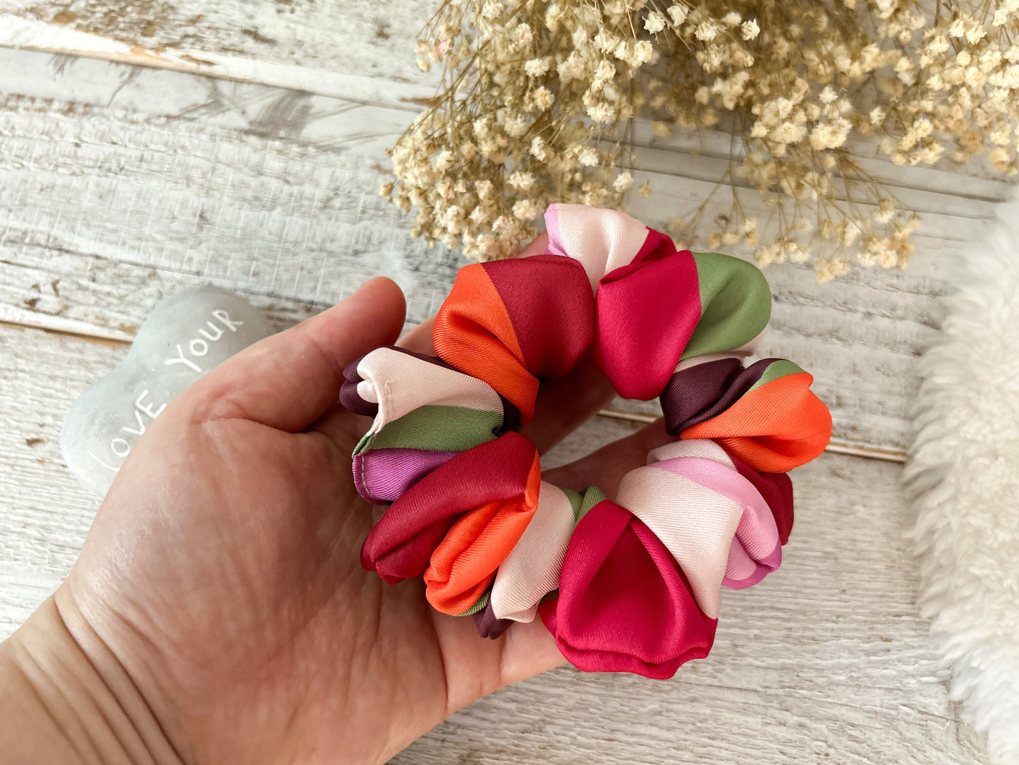 Silk SCRUNCHIE Set, Hair tie, Hair scrunchie for woman, Gift for her - choose your color