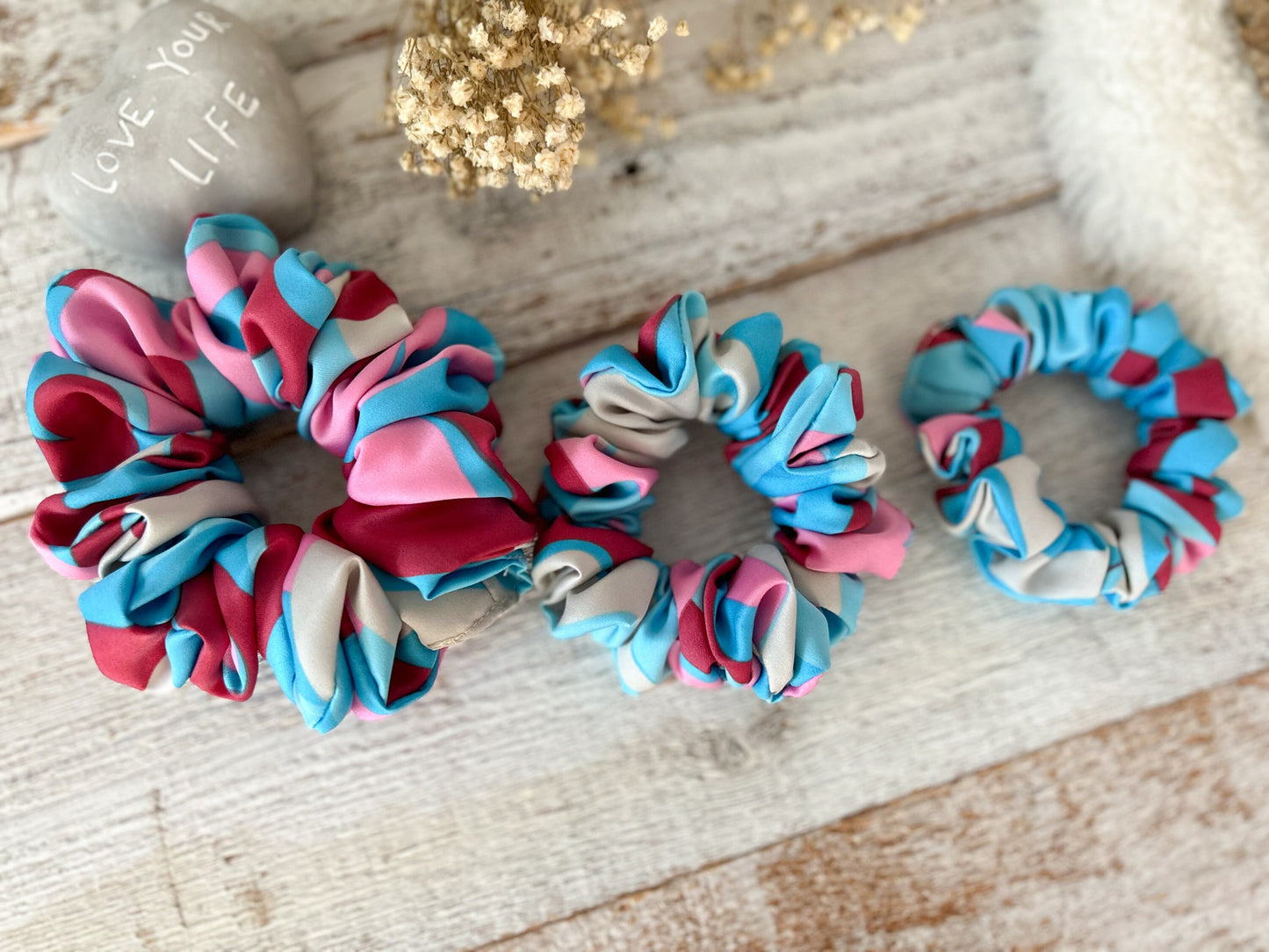 Silk SCRUNCHIE Set, Hair tie, Hair scrunchie for woman, Gift for her - choose your color